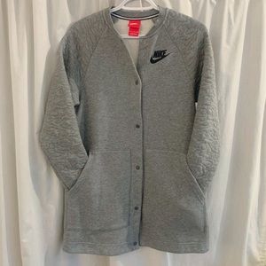 Nike heather grey long button up sweater.